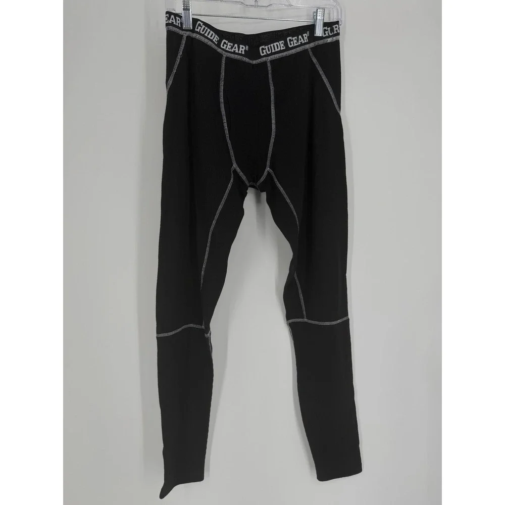 Guide Gear Mens Thermal Leggings Medium Black Base Layer Waffle Knit Outdoor